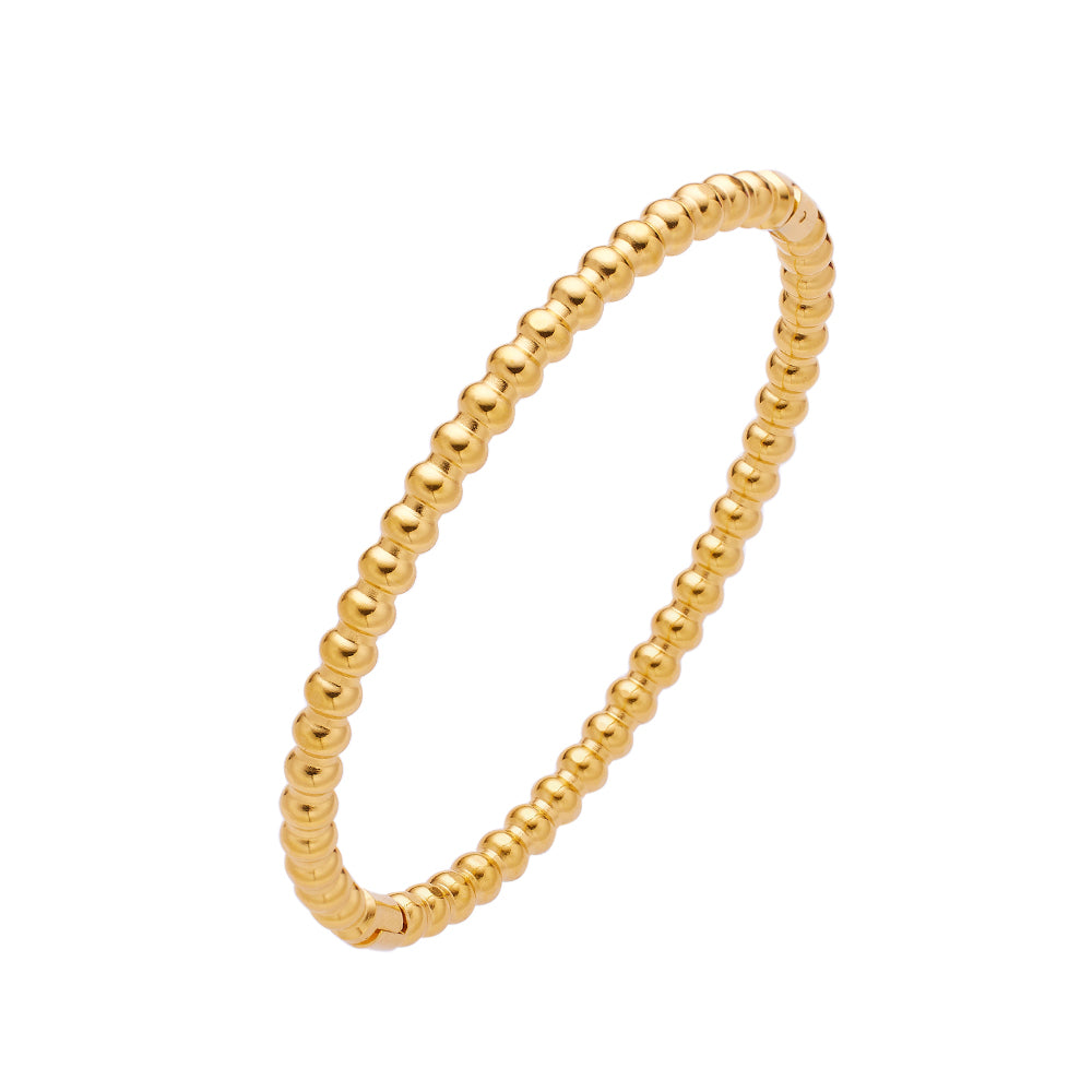 Stainless steel plated 18-karat gold bead snap bracelet