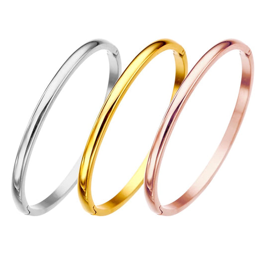 Stainless steel 18K gold plated simple waterproof bangle