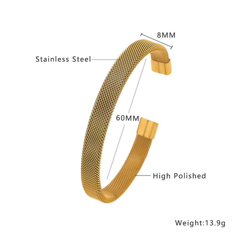 Stainless steel plated 18-karat gold semi-closed loop bracelet gold