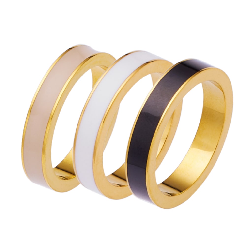 Stainless steel 18k gold plated flange drops rubber ring – XIXI Jewelry