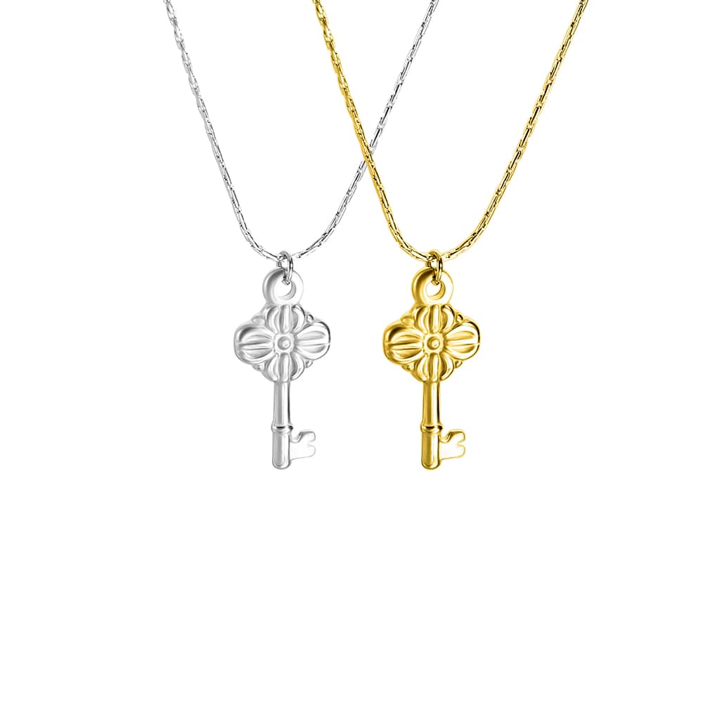 Stainless steel 18k gold plated love key pendant necklace