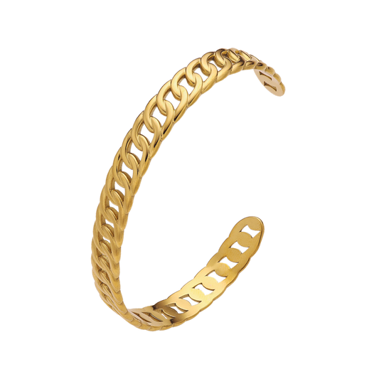 Stainless steel plated 18-karat gold semi-closed small chain gold bracelet