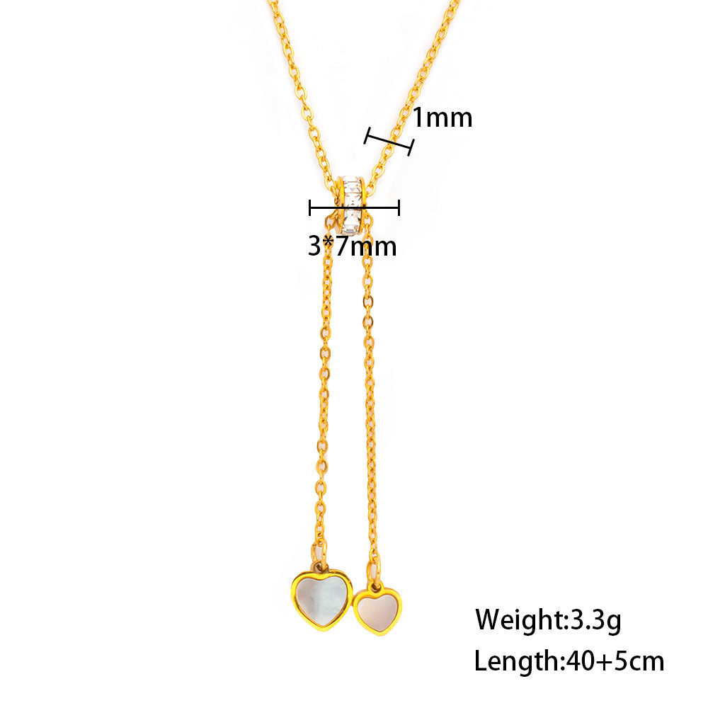 316 Stainless Steel 18K Gold Plated Heart Shell Pendant Necklace | Small Circle Ring Design Romantic Jewelry
