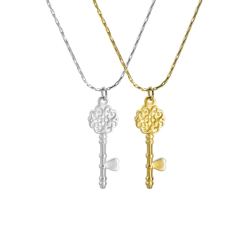 Stainless steel 18k gold plated love key pendant necklace