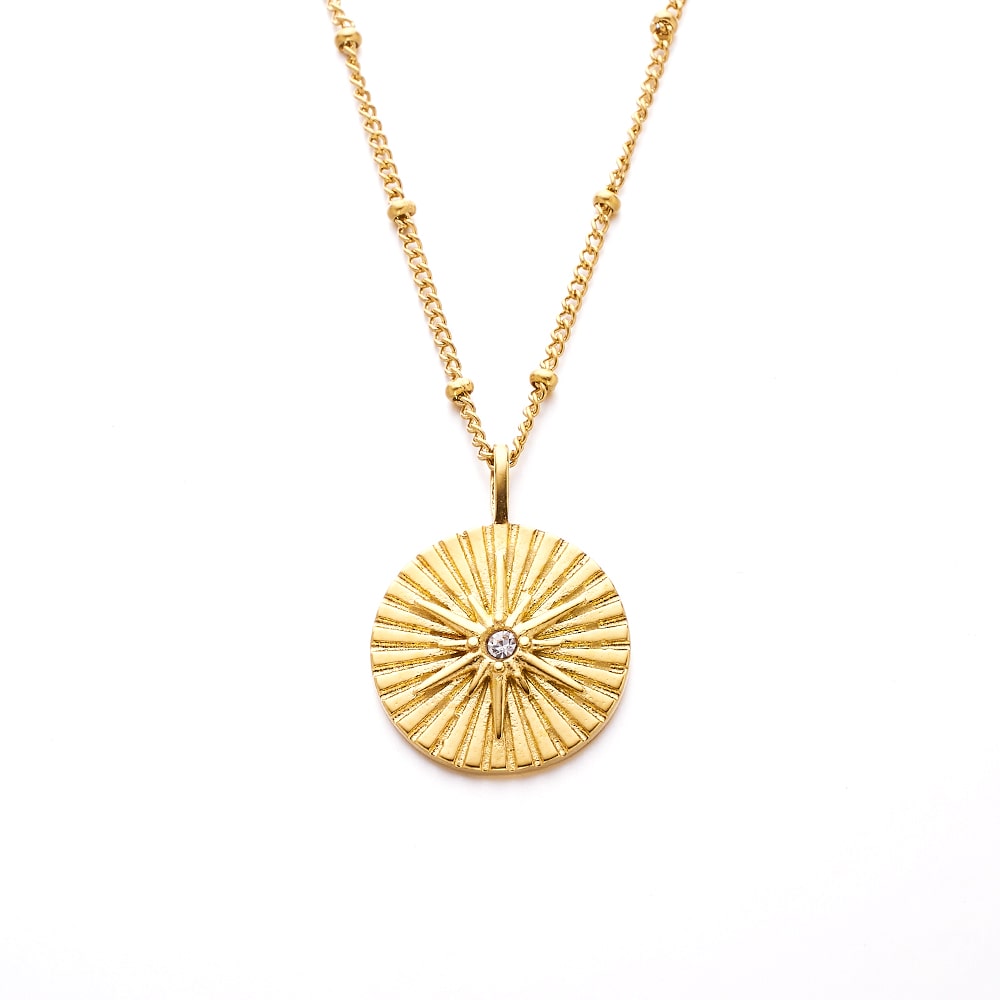 Trendy 18K Gold Plated Eight Pointed Star Coin Pendant Necklace