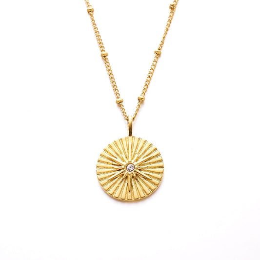 Trendy 18K Gold Plated Eight Pointed Star Coin Pendant Necklace