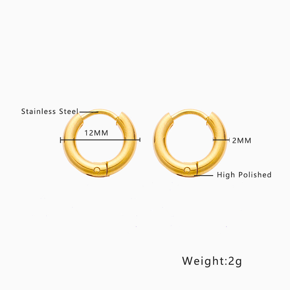 Stainless steel plated round earrings in 18-karat gold