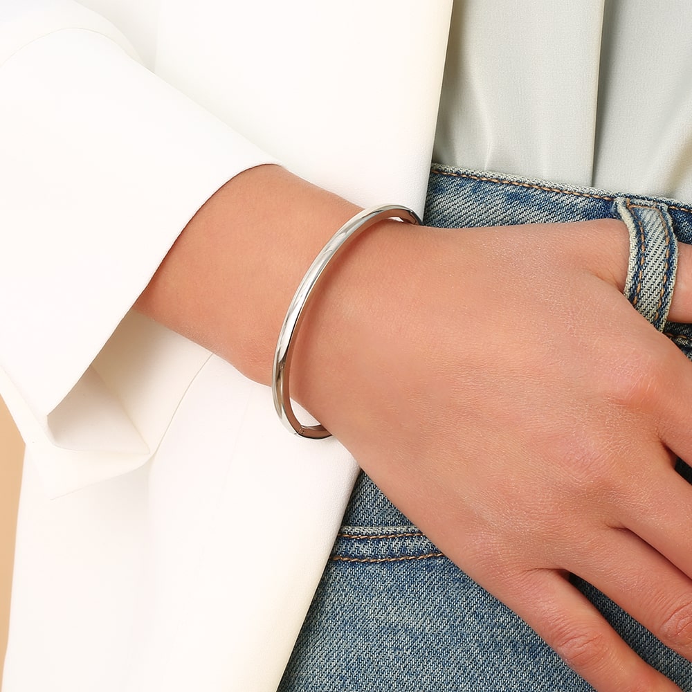 Stainless steel 18K gold plated simple waterproof bangle