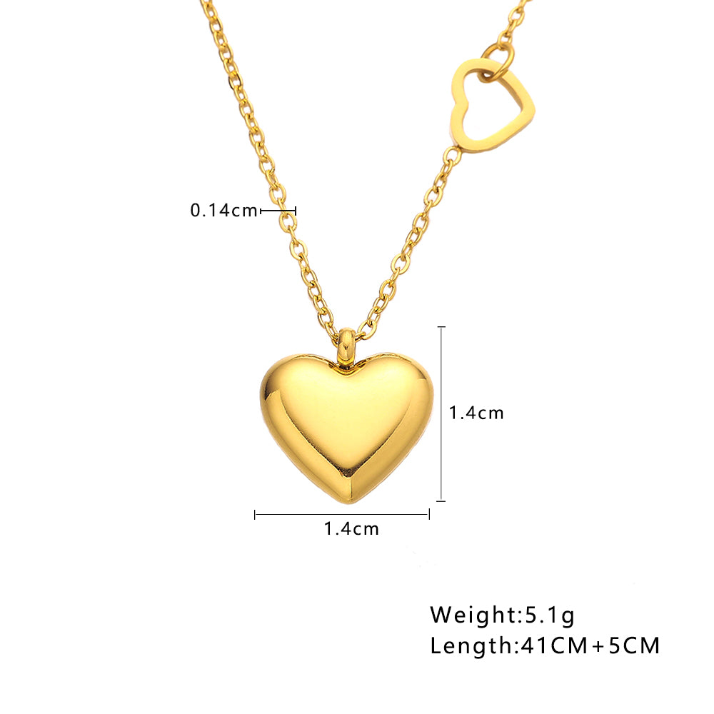 316 Stainless Steel 18K Gold Plated Double Heart Necklace | Creative Hollow Heart Pendant for Women