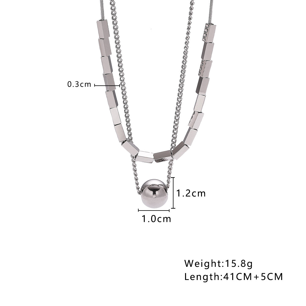 316 Stainless Steel Layered Necklace | Minimalist Rectangle Bar Design Jewelry for Women