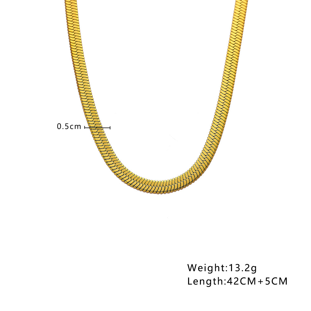 316 Stainless Steel 18K Gold Plated Herringbone Chain Necklace | Minimalist Statement Jewelry for Women