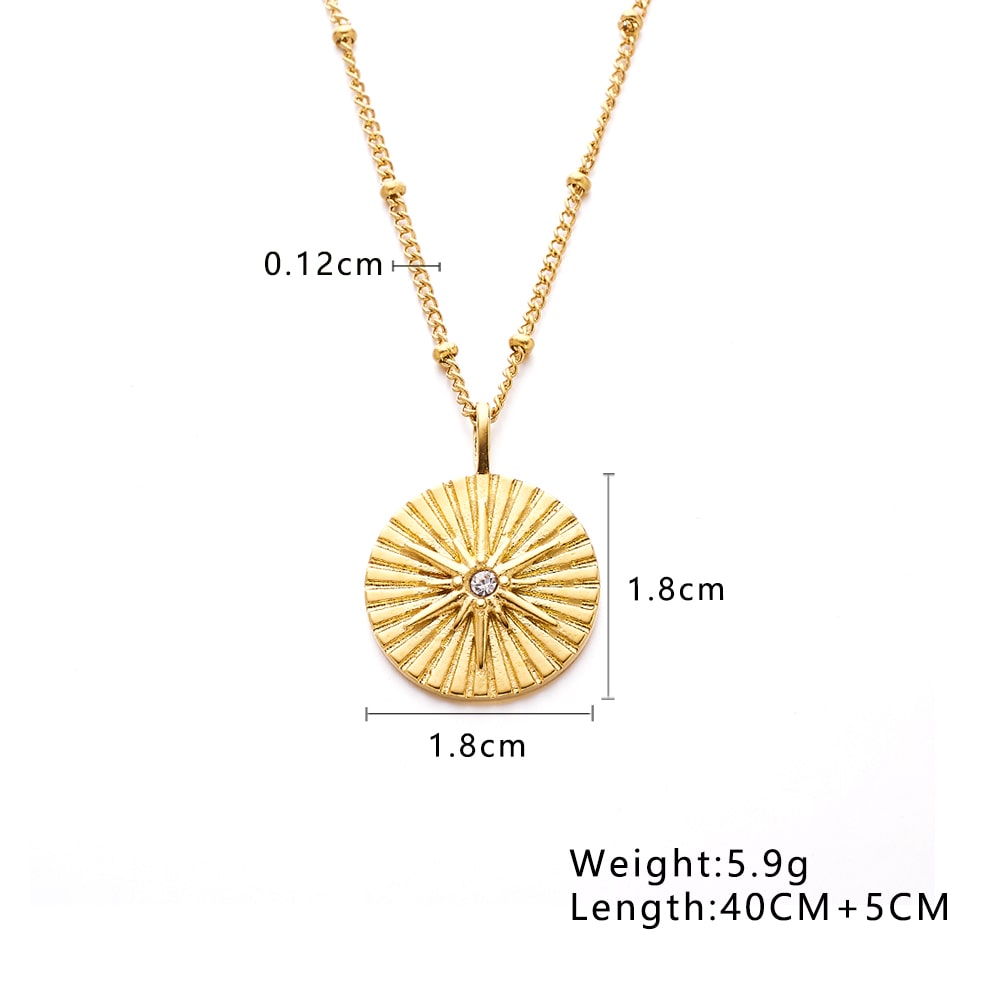 Trendy 18K Gold Plated Eight Pointed Star Coin Pendant Necklace