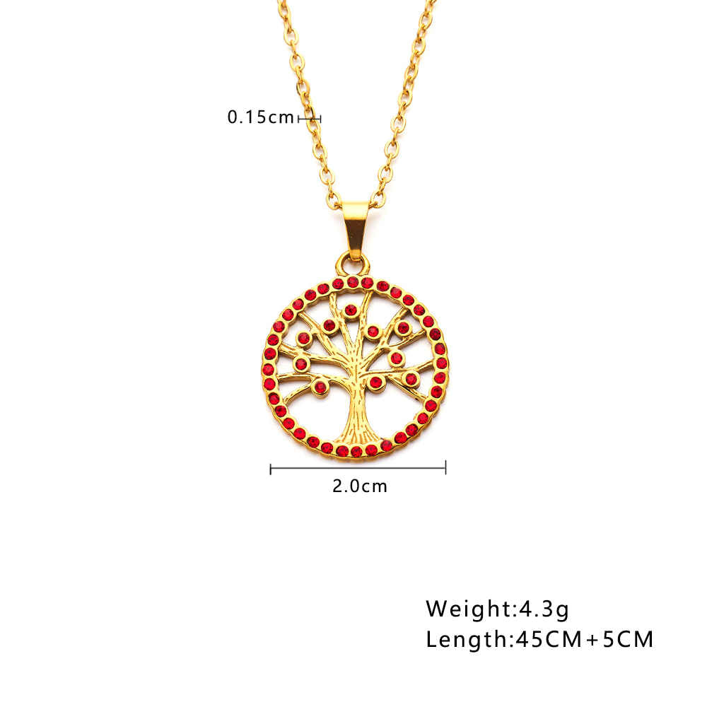 Stainless steel 18K gold plated hollow tree of life necklace