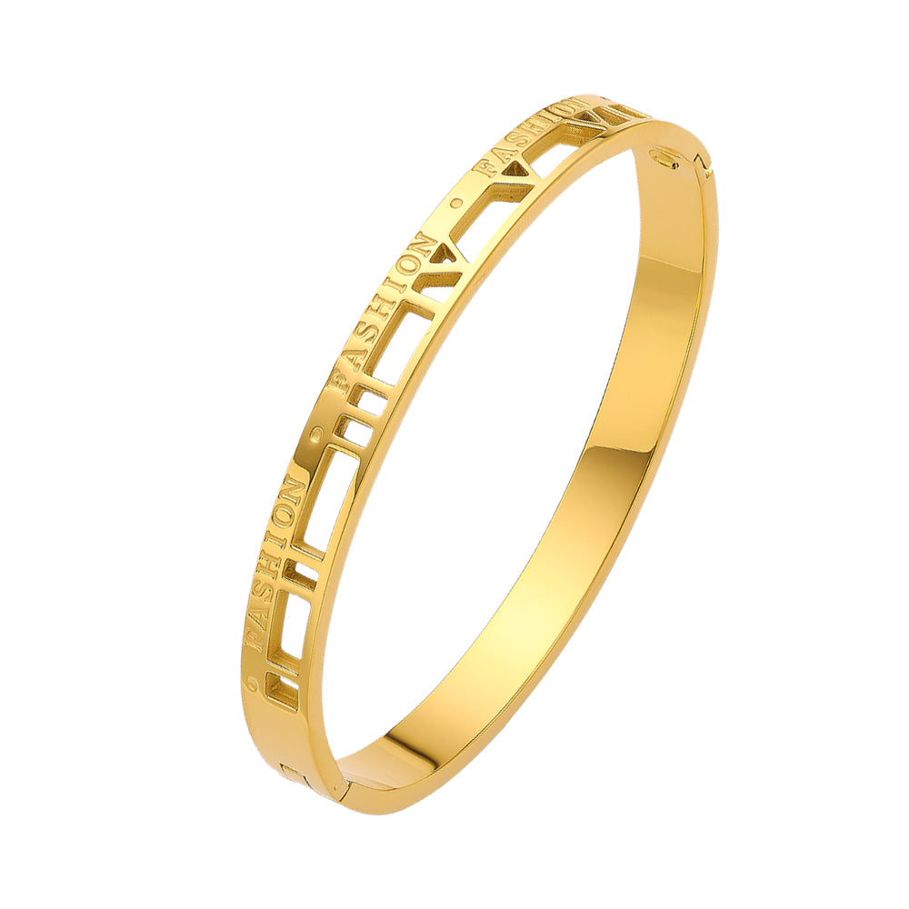 Stainless steel plated 18K gold light luxury digital gold bracelet