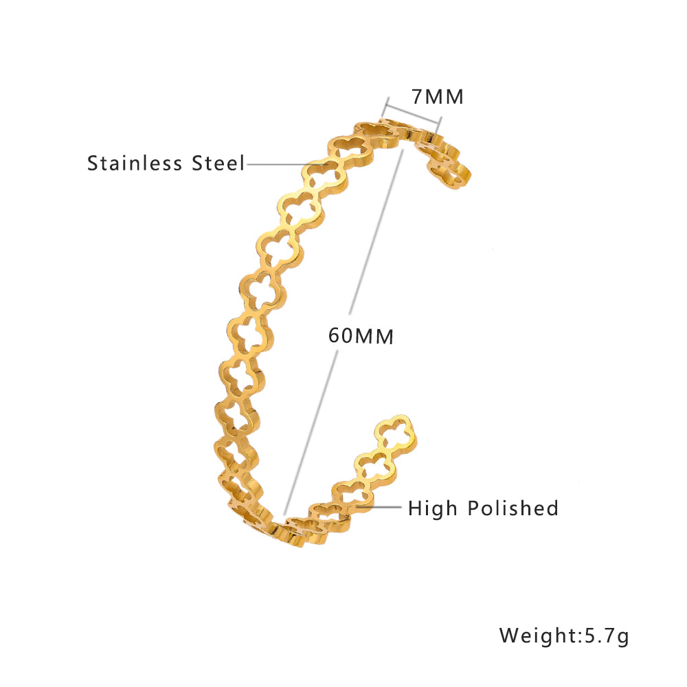 Stainless steel plated 18-karat gold half-open bracelet