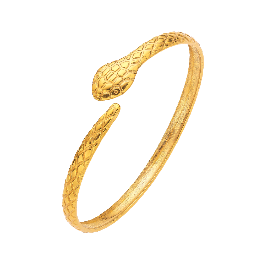 Gold snake-shaped bracelet in stainless steel plated with 18 karat gold