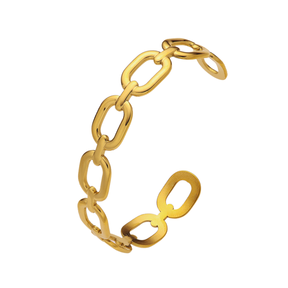 Stainless steel plated 18-karat gold semi-closed chain bracelet