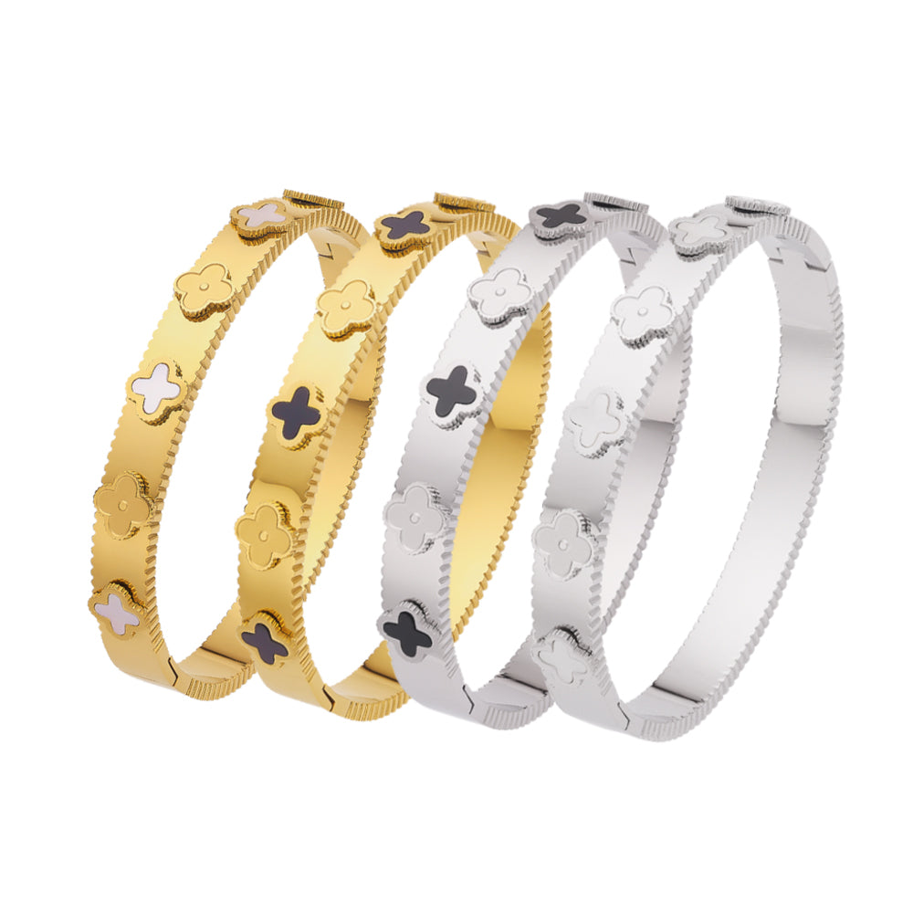 Stainless steel 18K gold-plated four-leaf clover bracelet