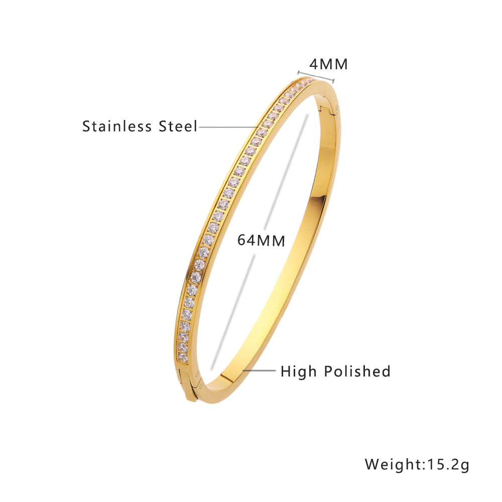 Stainless steel gold and silver bracelet with diamond half edge