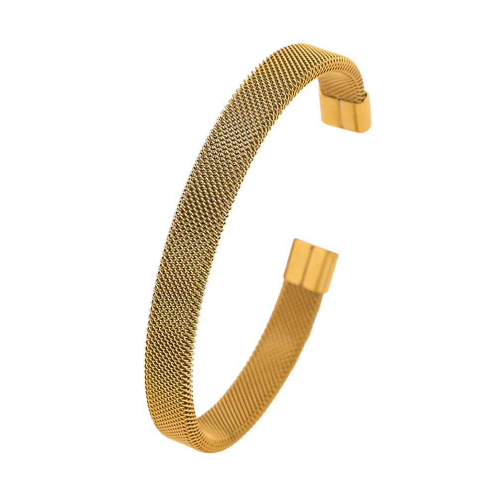 Stainless steel plated 18-karat gold semi-closed loop bracelet gold