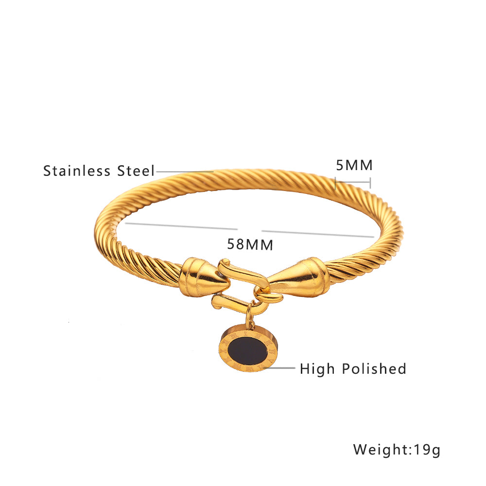 Stainless steel plated 18K gold bracelet with rope